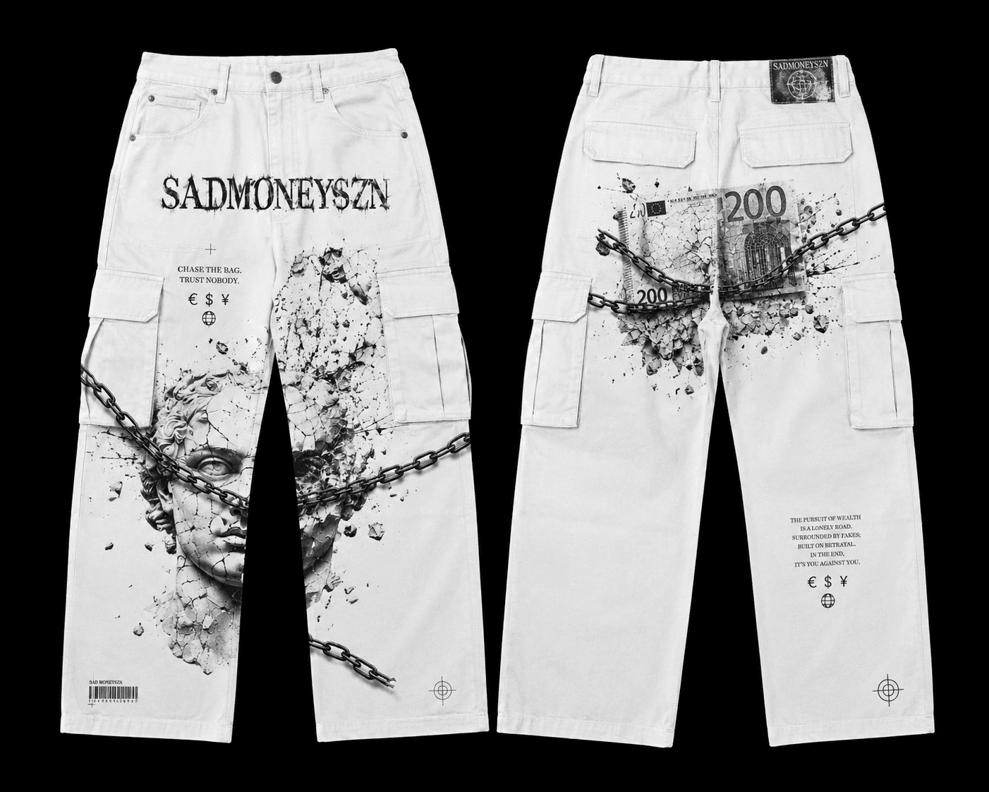 BROKEN IDOL CARGO PANTS — BONE — view 1